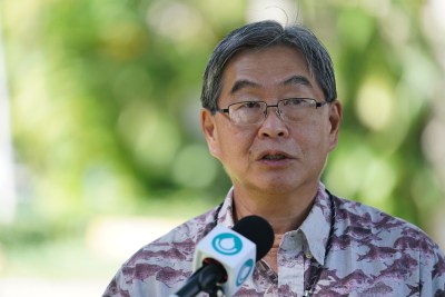 Board of Water Supply Manager and Chief Engineer Ernie Lau speaks to media about recent water data and updates media. December 13, 2021
