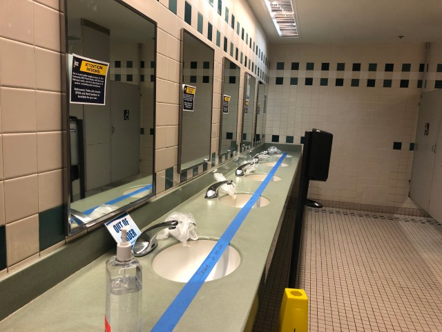 Faucets in the Navy Exchange bathrooms were out of service on Dec. 6, 2021 amid the Red Hill water contamination crisis.