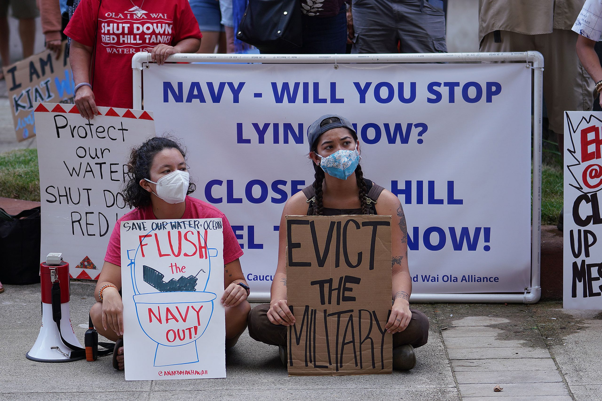 Oahu Water protectors staged a rally at the Capitol in opposition to the Red Hill fuel tanks. December 10, 2021
