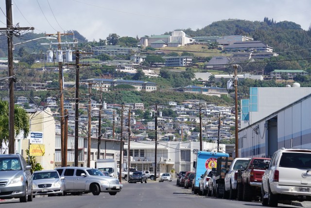 Kamehameha Schools Kapalama Campus with Moowaa Street in Kalihi.