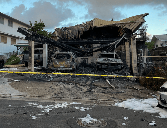 Last year, Nicole Anguinaldo's Waipahu house burned down. Now Aguinaldo and her family live in another house.
