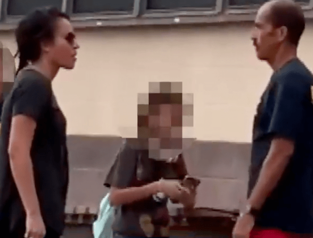 Hannah David confronting Butch Keahiolalo, the father of her child Bella