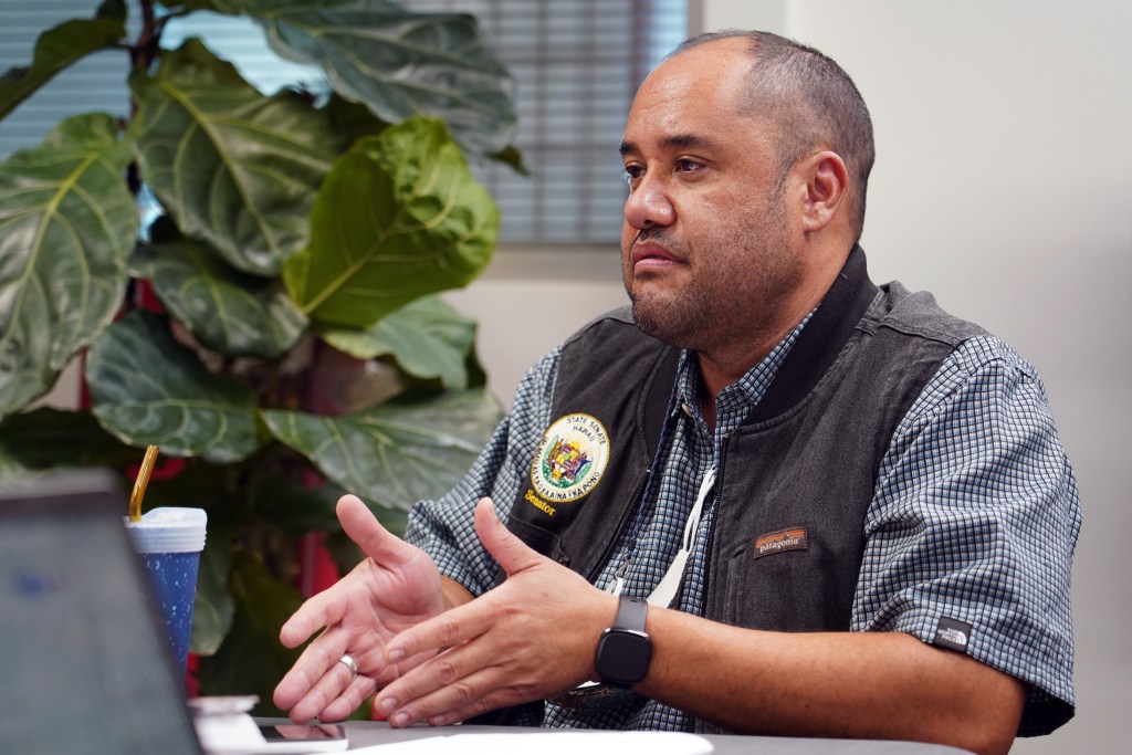 Senate Ways and Means Chair Donovan Dela Cruz speaks to the Civil Beat Editorial Board, Wednesday, Feb. 2, 2022.