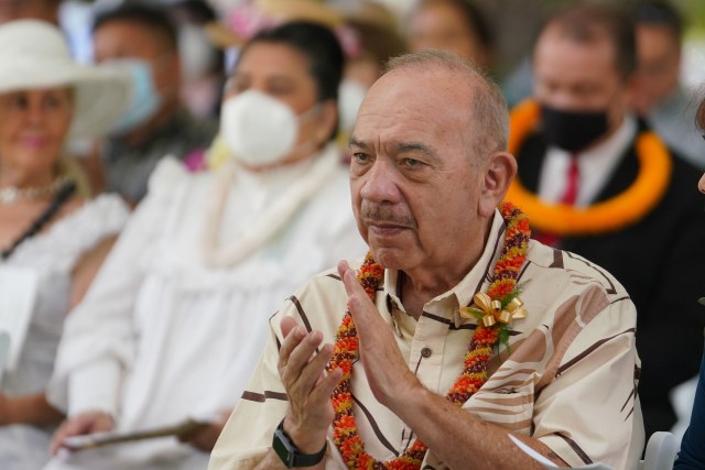 Former Governor John Waihee at the 175th anniversary of Washington Place ceremonies.