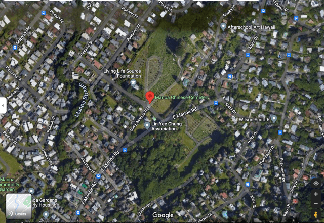 The forested land between East Manoa and Lower Roads is owned and managed by the Lin Yee Chung Association. The area is where the association is proposing an affordable housing project.