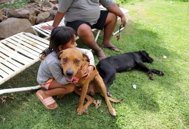 A photo of Keeaumoku Kapu's granddaughter on their land in the Kauaula Valley