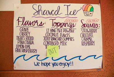A photo of the menu at Wave Mart, the student-run store at Maui's Lokelani Intermediate School