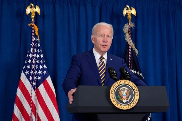 President Joe Biden speaks about the May jobs report, Friday, June 3, 2022, in Rehoboth Beach, Del. (AP Photo/Patrick Semansky)