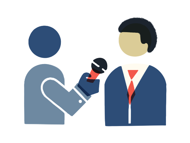 Election illustration of a candidate being interviewed