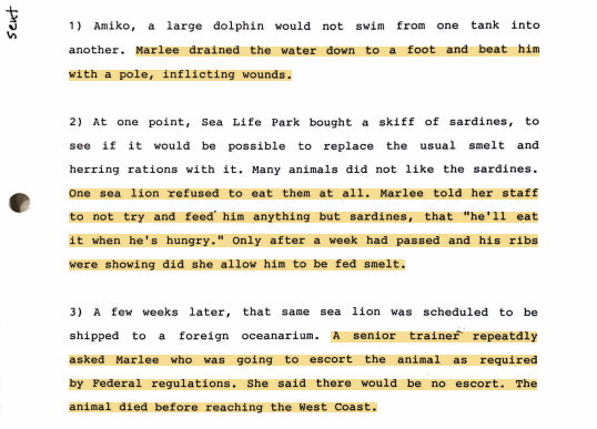 Breese Allegations Sea Life Park