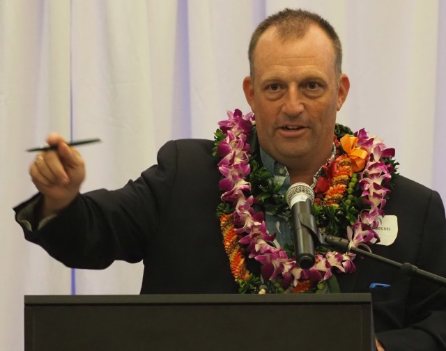 Lt. Gov. Josh Green speaking at Democratic Party of Hawaii Unity Breakfast Sunday 14th, 2022. CivilBeat Photos Ronen Zilberman.