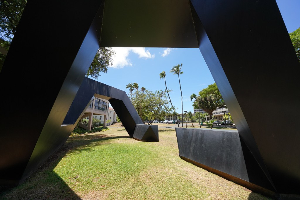 University of Hawaii UH Manoa Campus Isamu Noguchi sculpture located fronting the art building.