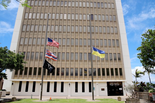 A photograph of the county building in Wailuku.