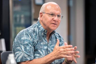 Honolulu Mayor Rick Blangiardi talks to the Civil Beat Editorial Board and reporters, Aug. 3, 2022, at Civil Beat's office.