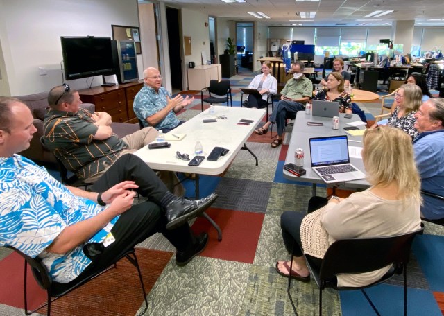 Honolulu Mayor Rick Blangiardi talks to the Civil Beat Editorial Board and reporters, Aug. 3, 2022, at Civil Beat's office.
