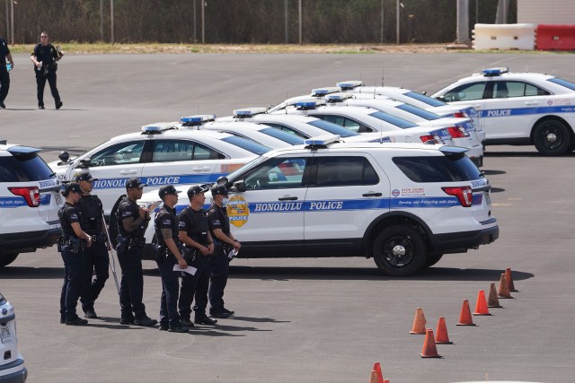 HPD recruits train on the Emergency Vehicle Operation Course at the Honolulu Police Training Academy in Waipahu.