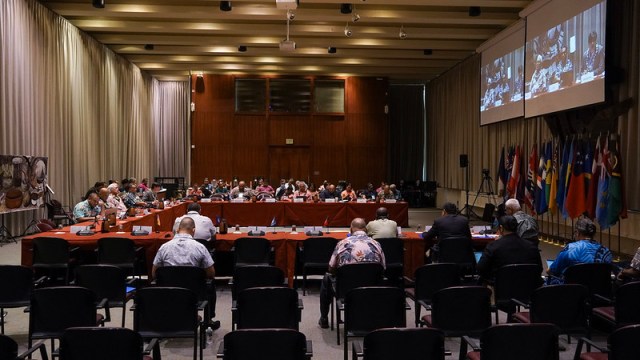 More than a dozen Pacific nations and territories gather for the Pacific Islands Conference of Leaders in Honolulu on Monday, Sept. 12, 2022.