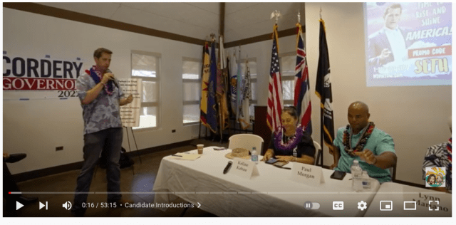 A Hawaii GOP by Audit the Vote Hawaii and moderated by traveling election fraud conspiracy theorist Seth Keshel, according to the Defend Democracy Project.