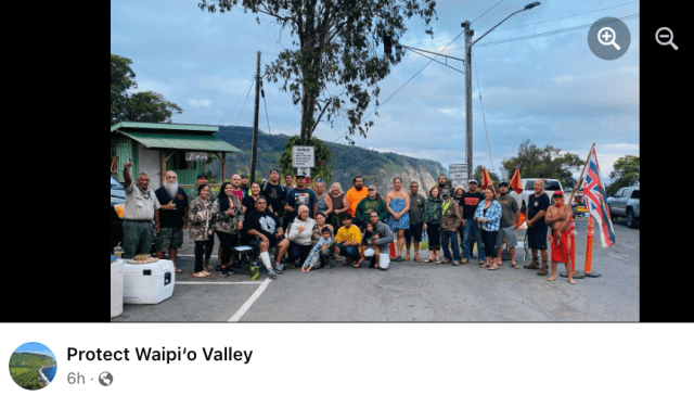 Native Hawaiians and residents protested the reopening of Waipio Valley Road on Monday.