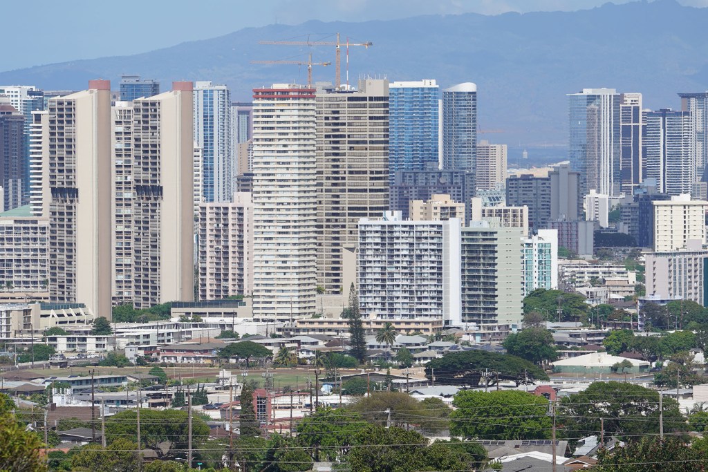 University Avenue and South King Street area in foreground with apartment rentals surrounded by condominiums.