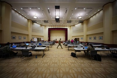 View of the inside of the building containing the Joint Task Force Red Hill operatiions located on Ford Island.