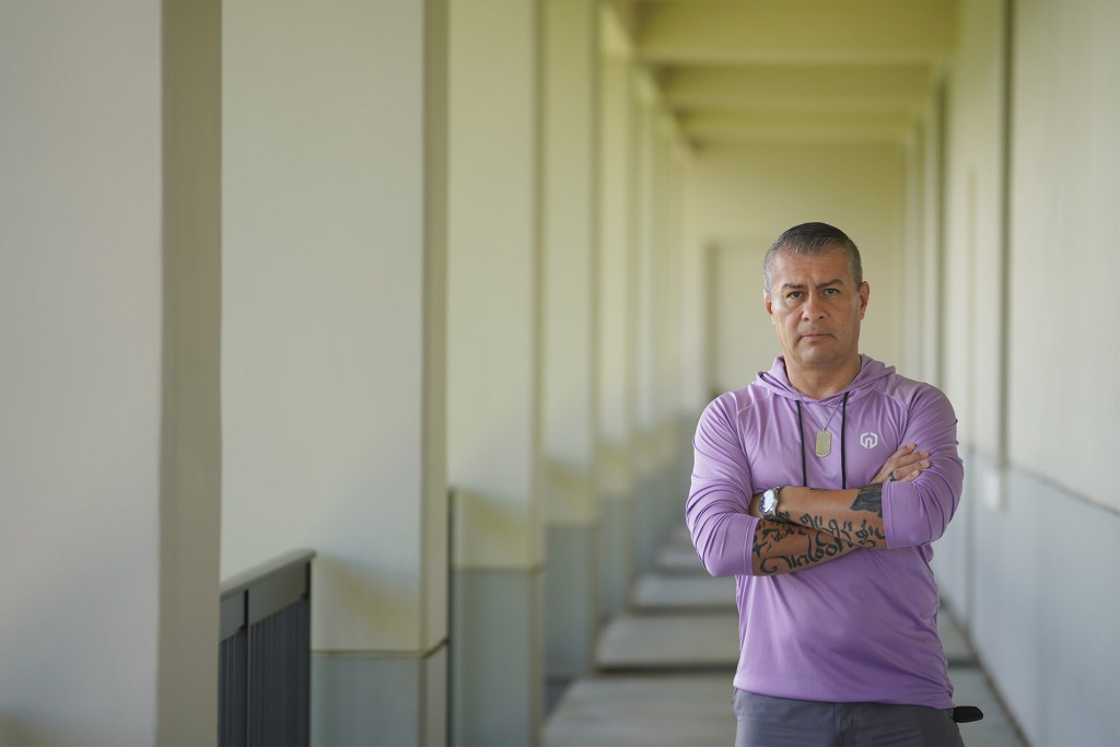 Carlos Valdez in Hilo, Hawaii at the Judiciary building.
