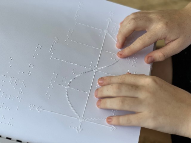 Emerie Mitchell-Butler has about five months to study for her Advanced Placement biology exam, which she says will mostly consist of interpreting diagrams. She said she needs tactile graphics in order for her to understand the diagrams. Tactile graphics are allow blind students visually read images through their fingertips. (Courtesy: Tabatha Mitchell/2023)