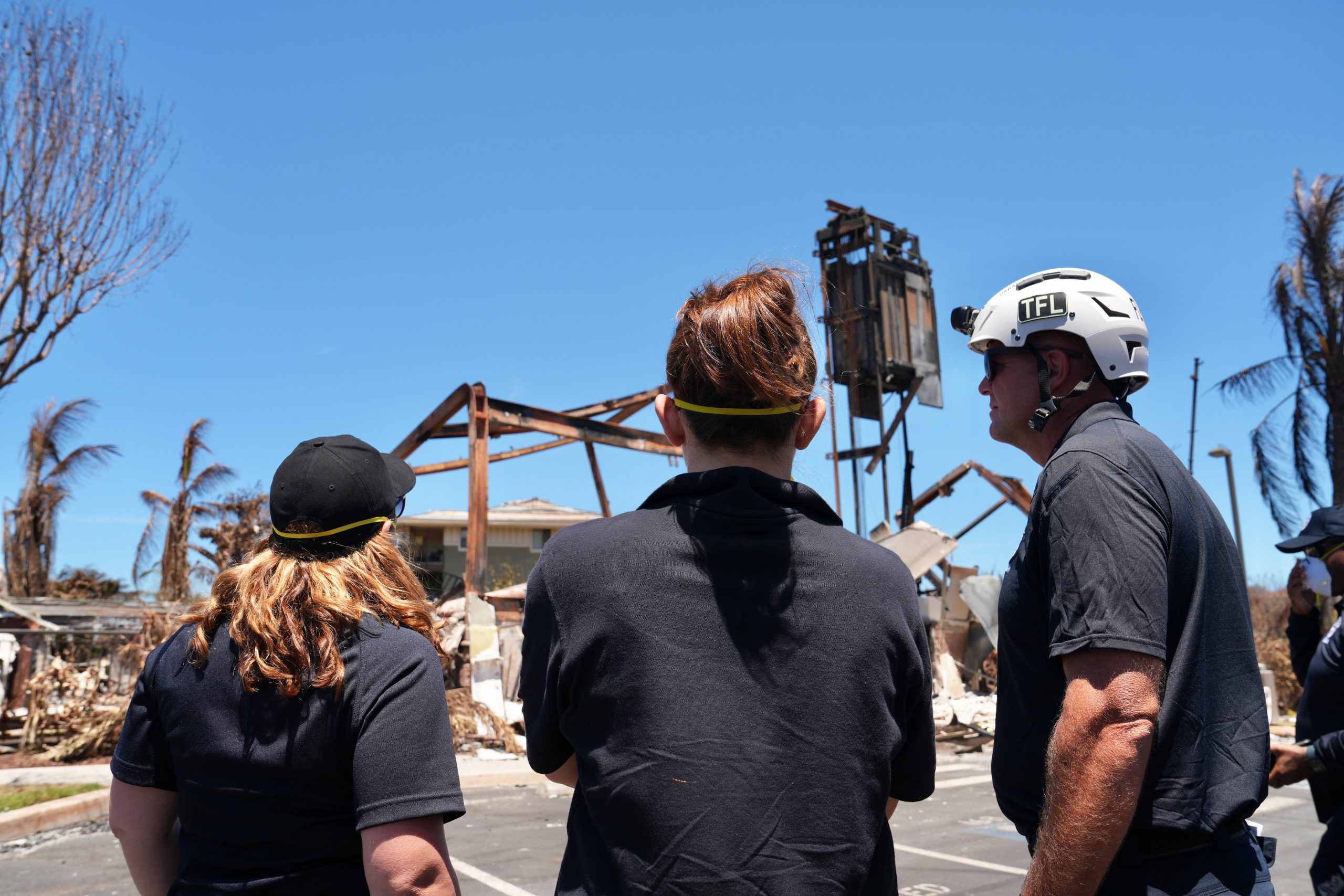 Lahaina, Hawaii (Aug. 17, 2023) - FEMA Associate Adminstrator for the Office of Response and Recovery Anne Bink surveys damage from the Hawaii Wildfires.