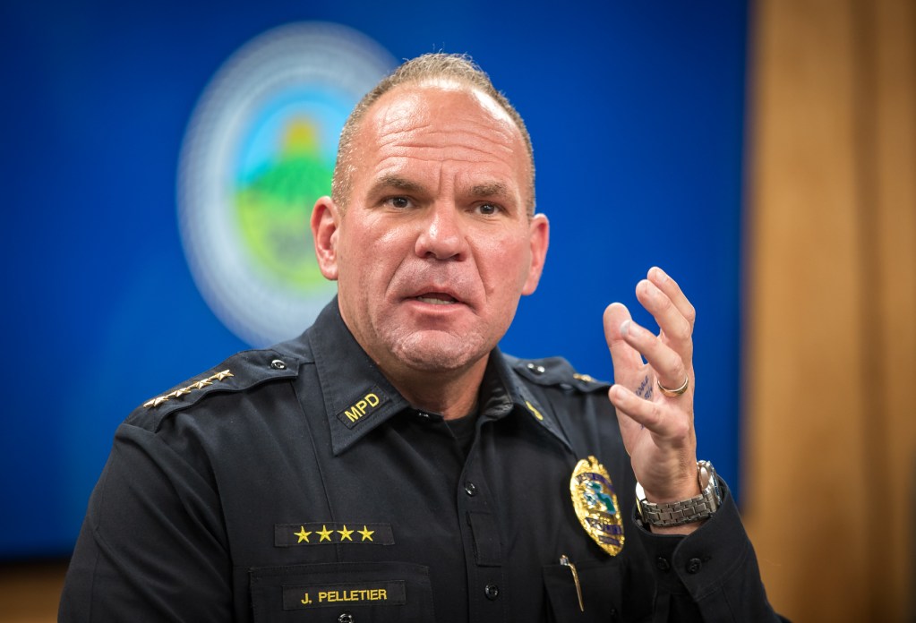 Maui Police Chief John Pelletier answers a question during a press conference, Aug. 29, 2023. (Nathan Eagle/Civil Beat/2023)