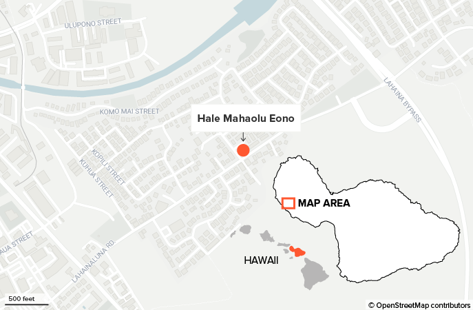 Location of Hale Mahaolu Eono Senior Housing in Lahaina, Maui.