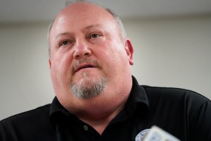 FEMA’s Bob Fenton gives a press conference Wednesday, Oct. 18, 2023, in Wailuku. Federal, state and county governments gave updates on progress after the Aug. 8 fire which destroyed Lahaina town and Kula area. (Kevin Fujii/Civil Beat/2023)