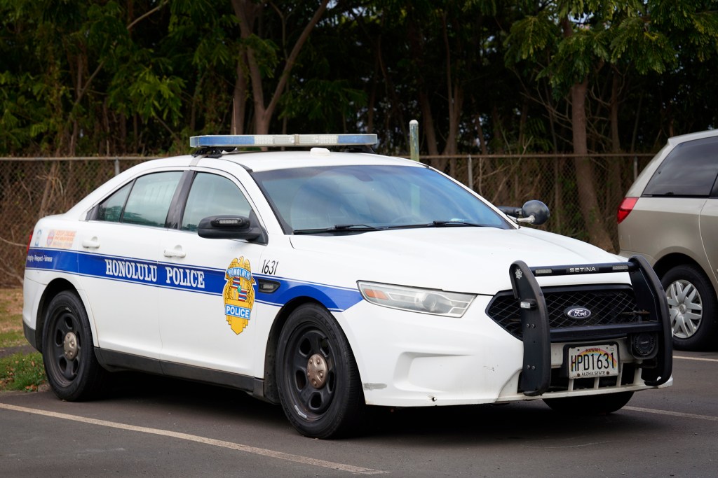 A Honolulu Police Department vehicle is photographed Saturday, Nov. 18, 2023, at the HPD training facility in Waipahu. (Kevin Fujii/Civil Beat/2023)