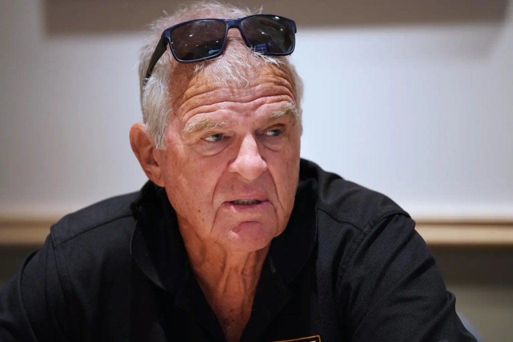 Developer Peter Martin told Grist that concern about invasive grass fueling wildfires is a “red herring,” and asked, “How could this stuff that’s 8 inches, or 10 or 12 inches, or very low on the ground be the culprit?” (Cory Lum/Grist/2023)