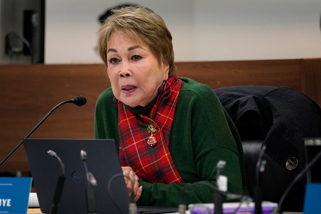 Senator Lorraine Inouye asks a question during a Senate Ways and Means Committee meeting Wednesday, Dec. 20, 2023, in Honolulu. (Kevin Fujii/Civil Beat/2023)