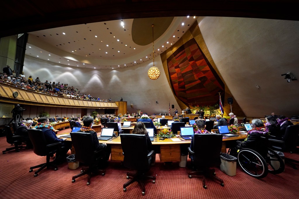 The House of Representatives opens the legislative session Wednesday, Jan. 17, 2024, in Honolulu. (Kevin Fujii/Civil Beat/2024)