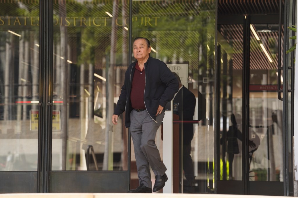 Dennis Mitsunaga leaves the Prince Jonah Kuhio Kalanianaole Federal Building courthouse Tuesday, Feb. 6, 2024, in Honolulu. Mitsunaga is charged in a corruption scandal. (Kevin Fujii/Civil Beat/2024)