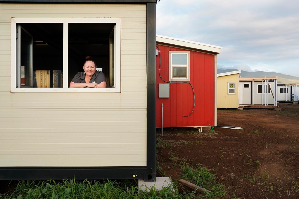 Dr. Ashley Kelly is photographed at Ohana Hope Village Wednesday, Feb. 21, 2024, in Kahului. The village will house Lahaina residents displaced by the Aug. 8 fire. (Kevin Fujii/Civil Beat/2024)