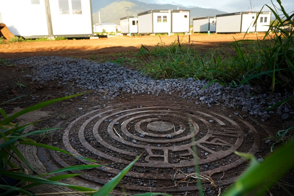 Access to water challenged Ohana Hope Village Wednesday, Feb. 21, 2024, in Kahului. The village will house Lahaina residents displaced by the Aug. 8 fire. (Kevin Fujii/Civil Beat/2024)