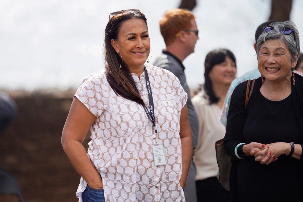 Maui County Director of Communications and Government Affairs Laksmi Abraham is photographed Wednesday, Feb. 21, 2024, in Lahaina. (Kevin Fujii/Civil Beat/2024)