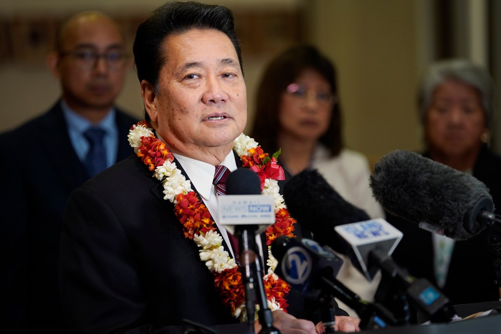 Rep. Kyle Yamashita, Chair, House Committee on Finance, provides an overview of the state budget in HB1800 HD1 Wednesday, March 13, 2024, in Honolulu. The House of Representatives voted to pass its third reading to cross over to the senate. (Kevin Fujii/Civil Beat/2024)