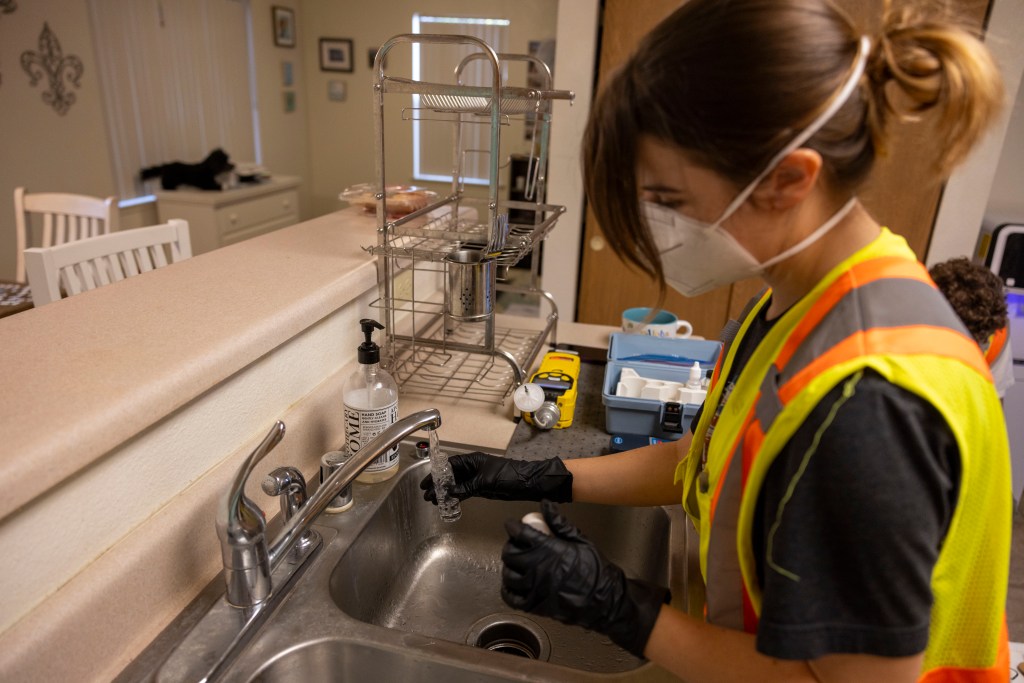 Hannah Brumby, a Navy contractor, collects water samples as part of the Navy’s Drinking Water Long-Term Monitoring program in Honolulu, Hawaii, Feb. 13. The ongoing monitoring efforts are part of the Navy Closure Task Force-Red Hill’s (NCTF-RH) enduring, long-term commitment to ensure the safety of the environment and public health. Charged with the safe decommissioning of the Red Hill Bulk Fuel Storage Facility (RHBFSF), NCTF-RH was established by the Department of the Navy as a commitment to the community and the environment. NCTF-RH continues to engage with the people of Hawaii, regulatory agencies, and other stakeholders as the Navy works to safely and deliberately decommission the RHBFSF. (U.S. Navy photo by Mass Communication Specialist 1st Luke McCall)