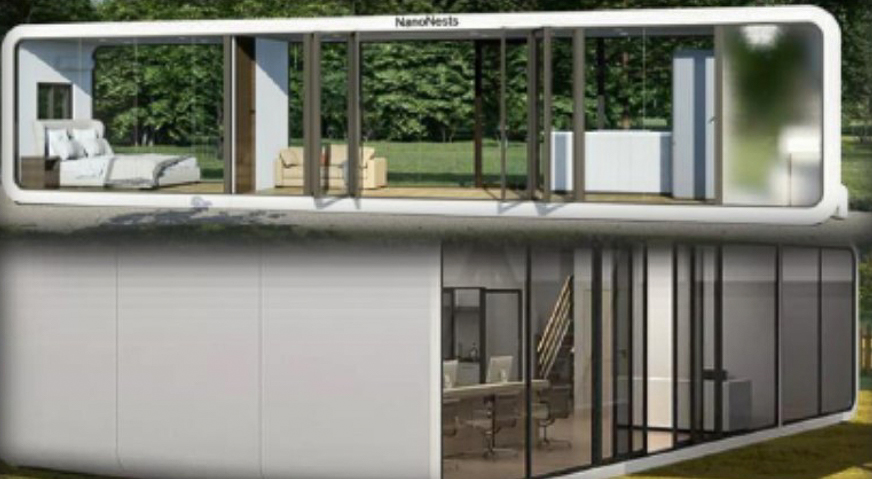 These are two designs of prefabricated homes that the state Department of Human Services will be using for its temporary group housing in Lahaina. (Courtesy: Department of Human Services)
