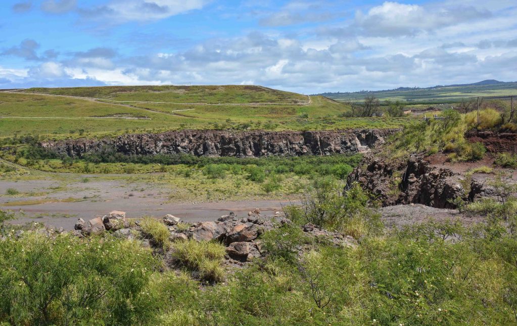 Maui County is considering trying to acquire this 20-acre parcel of quarried land next to the Central Maui Landfill by eminent domain for use as the final dump site of debris and ash from the Lahaina wildfire. (Cammy Clark/Civil Beat/2024)