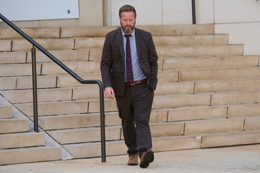 Jake Delaplanes photographed leaving Prince Jonah Kuhio Kalanianaole Federal Building and Courthouse following the days activities in the Kaneshiro Bribery Trial (David Croxford/Civil Beat/2024)