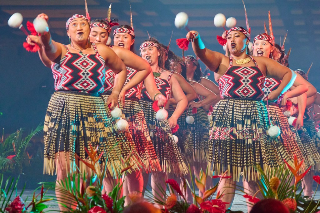 Ongoing festivities of Festpac continued at the Hawaii convention center with presentations by Aotearoa. Each contingent presented the uniqueness of their culture within the islands of Polynesia in the Pacific (David Croxford/Civil Beat/2024)