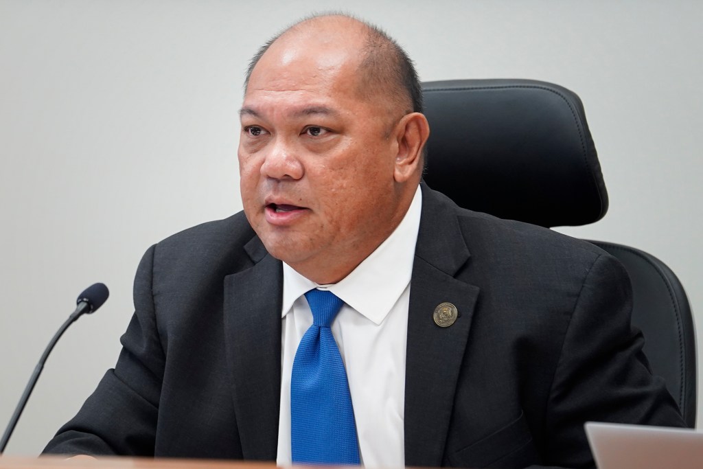 PUC chair Leo Ascuncion, Jr., begins a hearing to determine if Sandwich Isles Communications broke any laws Monday, June 17, 2024, in Honolulu. (Kevin Fujii/Civil Beat/2024)