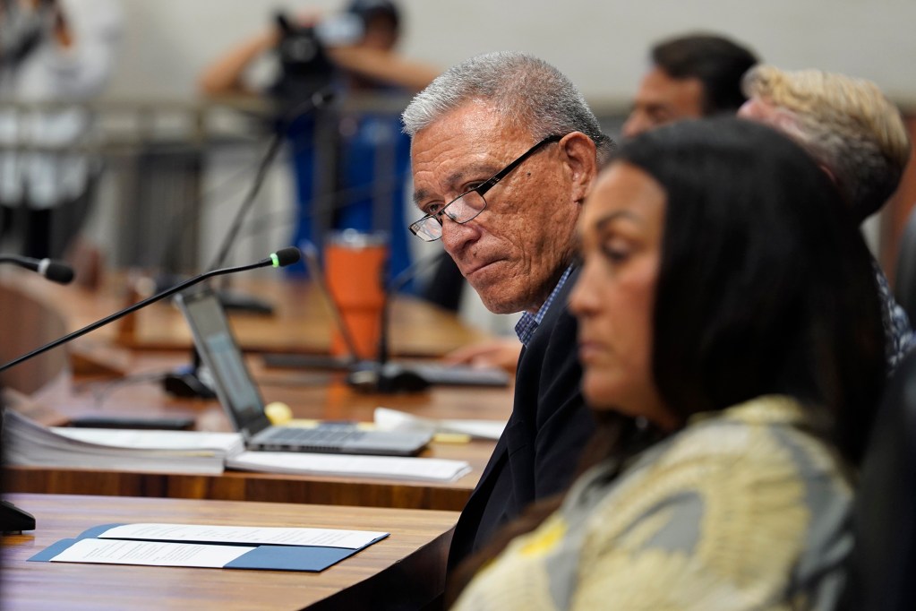 Maui Mayor Richard Bissen listens during the Maui Planning Commission meeting to consider abolishing short-term rentals on Tuesday, June 25, 2024, in Wailuku. (Kevin Fujii/Civil Beat/2024)