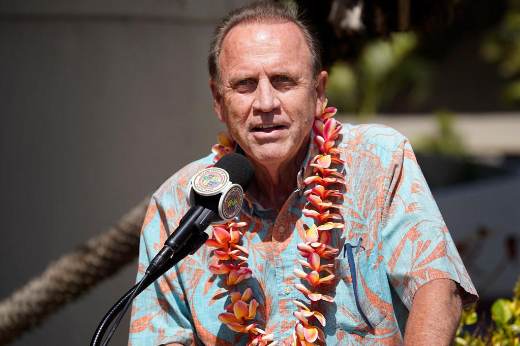 Department of Community Services Director Anton Krucky speaks during a press conference about new affordable housing and beds to help alleviate the homeless issue at Waikiki Vista on Friday, July 5, 2024, in Honolulu. The 19-story building will house an emergency shelter, transitional family housing and studio apartments. (Kevin Fujii/Civil Beat/2024)