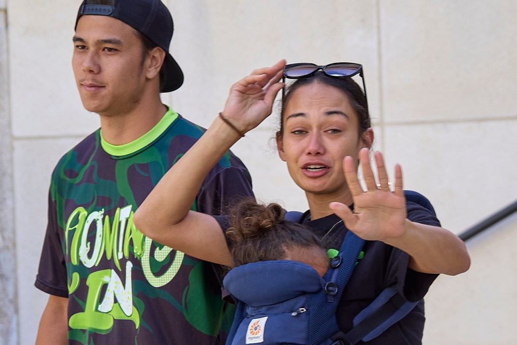 Miske trial - Girlfriend ÒNothingÕs gonna bring him backÓ Girlfriend leaving port after the trial ended and the verdict was pronounced. Mother tearfully talks with press after verdict.(David Croxford/Civil Beat/2024)