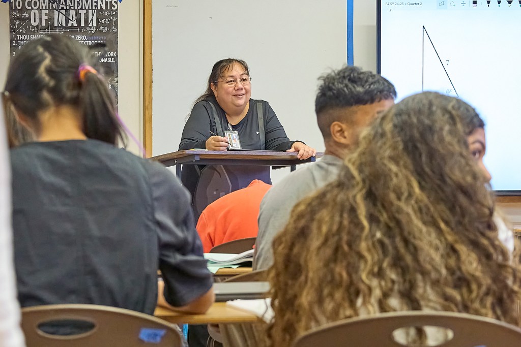 Jennifer Nakamoto teaches a 9th grade Math course at McKinley High School in Honolulu and is observed during her lesson October 31st, 2024(David Croxford/Civil Beat/2024)
